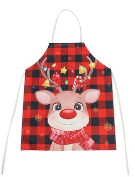 reindeer black and red checked apron