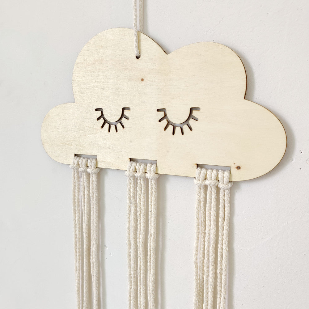 Wooden cloud hair accessories bow and clips holder