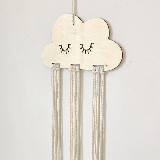 Wooden cloud hair accessories bow and clips holder