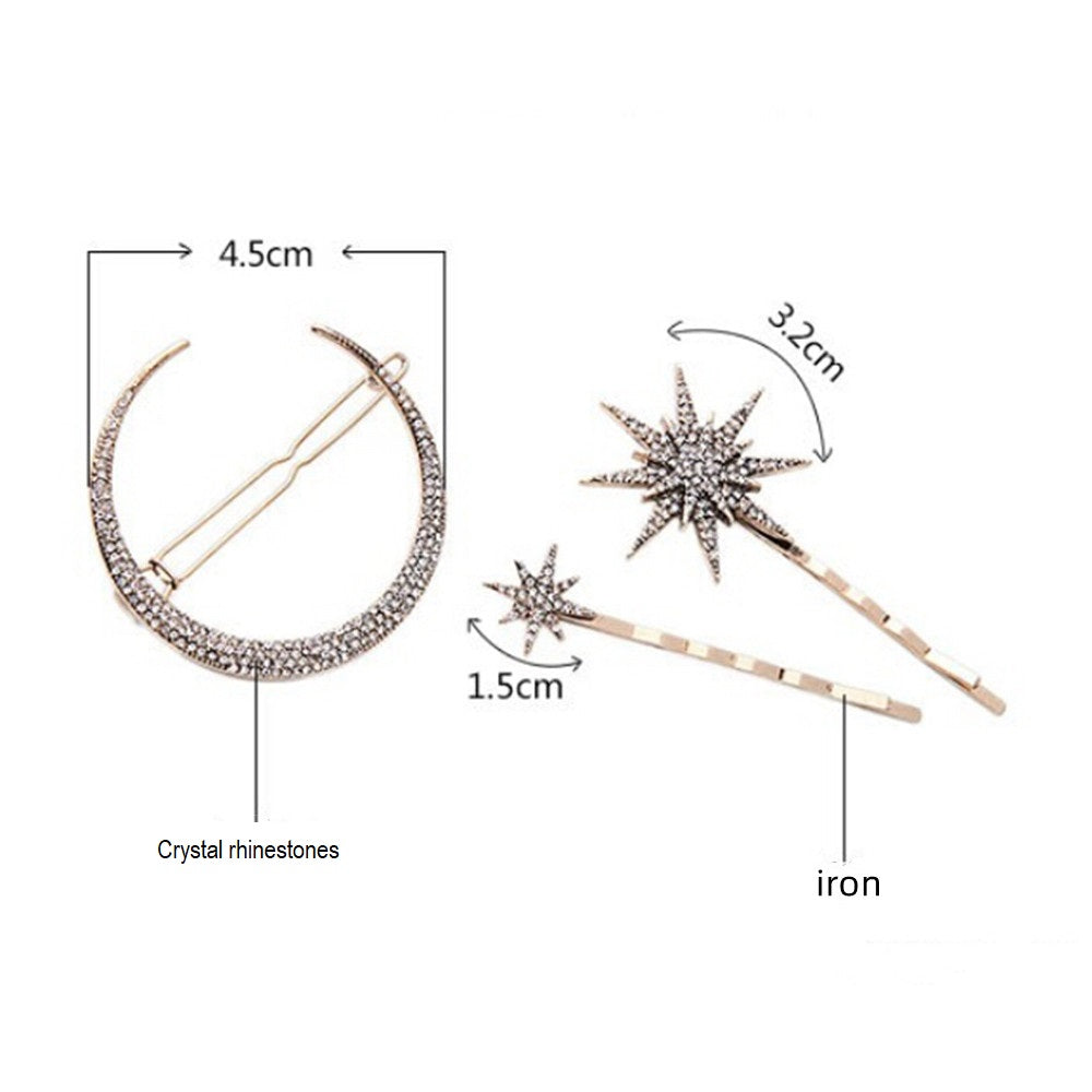 Stars and moon celestial classic vintage hair clip sets