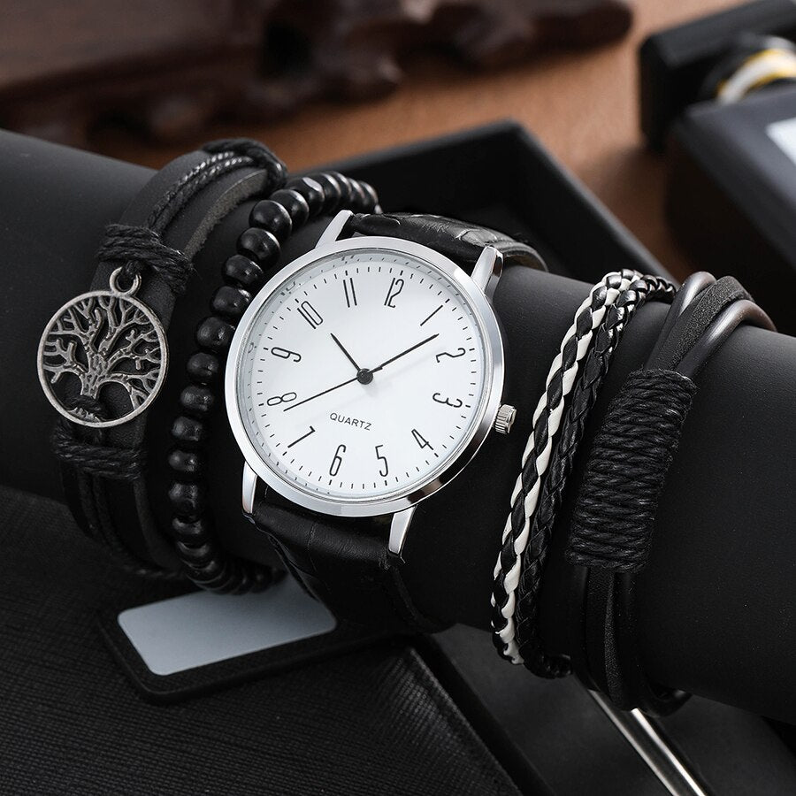 Men's Quartz Watch and Wristband Set