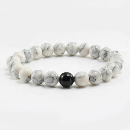 Beaded adjustable bracelets marble, black and red