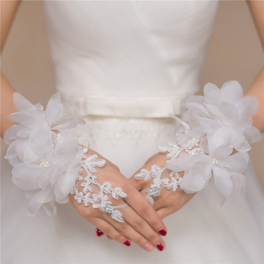 Lace applique fingerless gloves