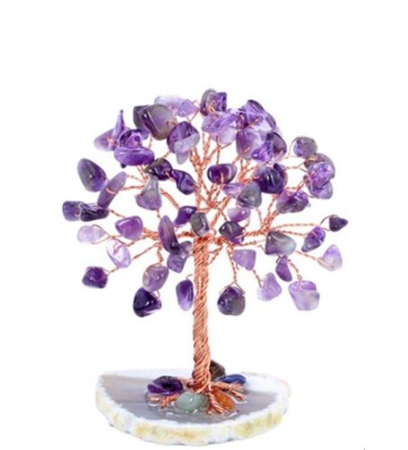 Crystal Quartz Money Tree Agate Base Rose Quartz Amethyst Chakra Gemstones