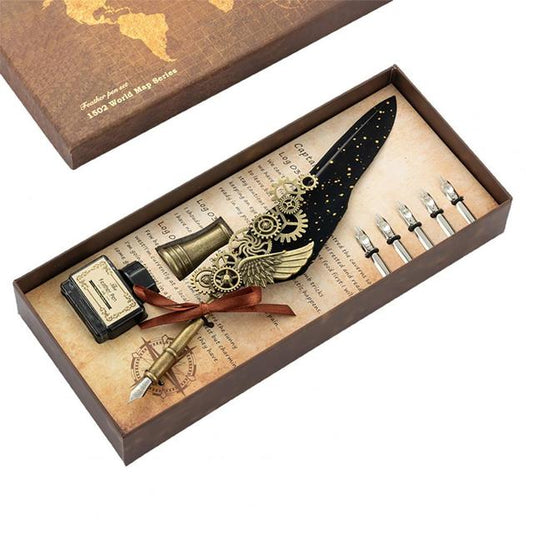 Luxury Quill Fountain Vintage Steampunk Pen Set