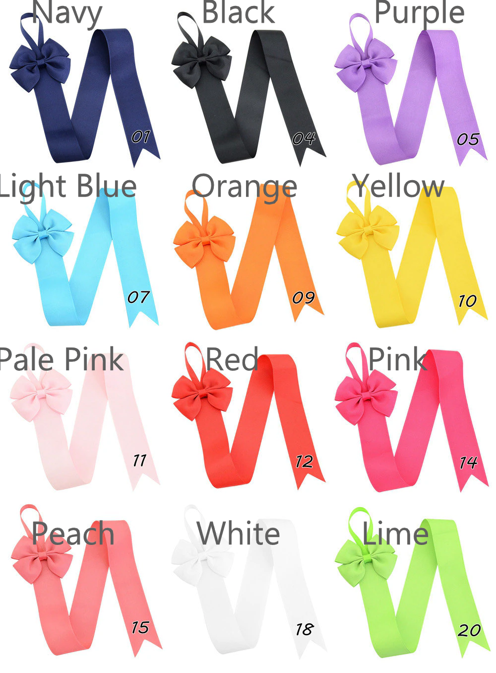 list of pictures and colours bow holders com in