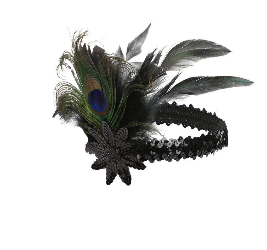 1920's Vintage Gatsby Flapper Party Feather Headpiece Headband Headdress