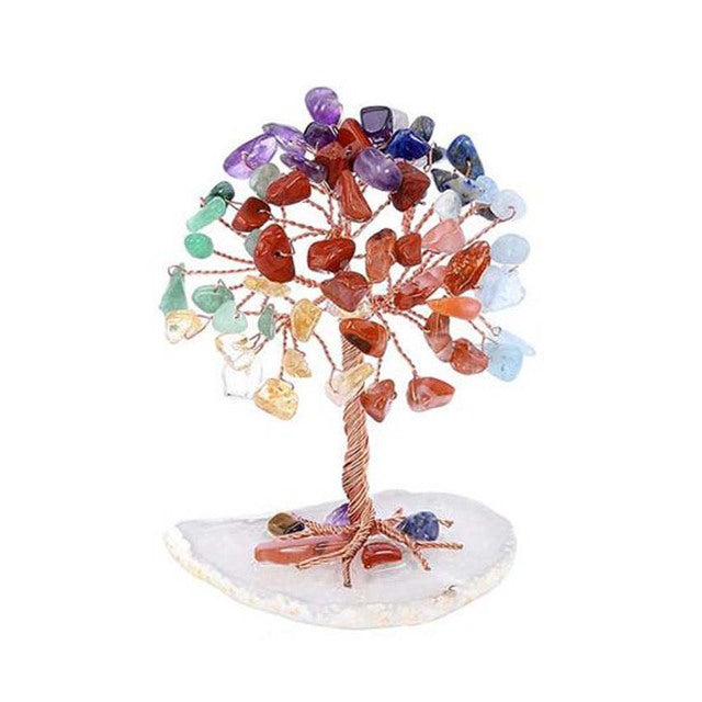 Crystal Quartz Money Tree Agate Base Rose Quartz Amethyst Chakra Gemstones