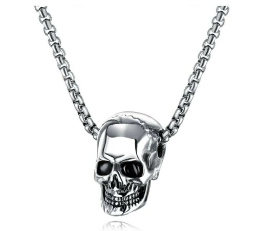 Silver Skull Pendant Necklace