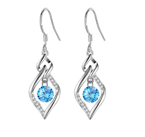 Silver and cubic zirconia dangle earrings