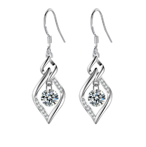 Silver and cubic zirconia dangle earrings