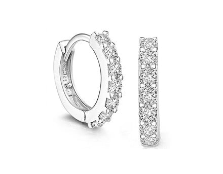 silver and cubic zirconia hoop earrings