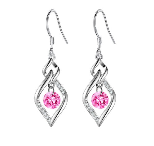 Silver and cubic zirconia dangle earrings