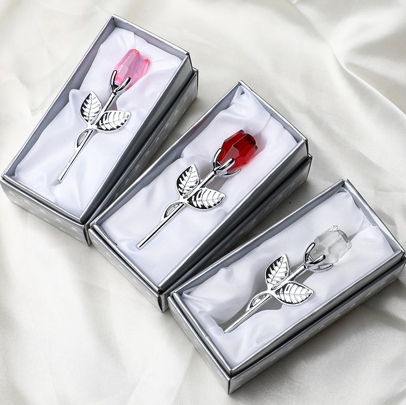 Mini crystal rose in gift box