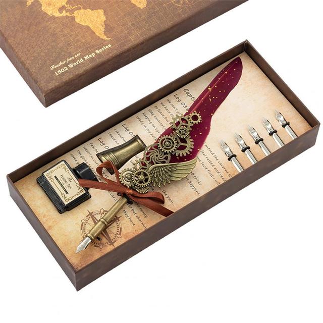 Luxury Quill Fountain Vintage Steampunk Pen Set